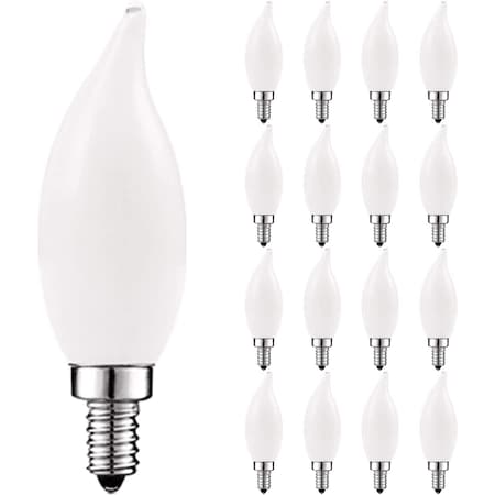 CA11 LED Light Bulbs 4W (40W Equivalent) 360LM 2700K Warm White Dimmable E12 Candelabra Base 16-Pack